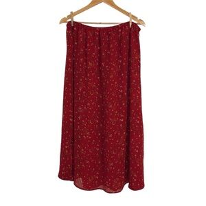 Vintage Reversible Floral Red Skirt, 1X
